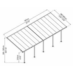 Palram Patio Cover Feria 4M Deep 4X7.87 Clear - L787 x W385 x H305 - Grey - thumbnail 3