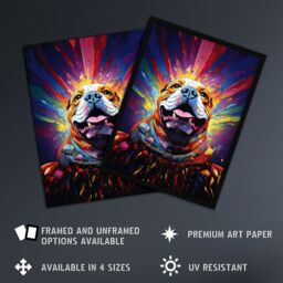 "Artery8 Wall Art Print Bulldog Dog Lover Gift Pet Portrait Colourful Artwork Painting Poster - Size: W18"" x H24""" - thumbnail 2