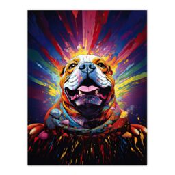 "Artery8 Wall Art Print Bulldog Dog Lover Gift Pet Portrait Colourful Artwork Painting Poster - Size: W18"" x H24""" - thumbnail 1