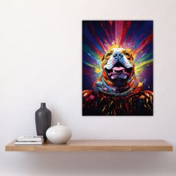 "Artery8 Wall Art Print Bulldog Dog Lover Gift Pet Portrait Colourful Artwork Painting Poster - Size: W18"" x H24""" - thumbnail 4