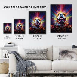 "Artery8 Wall Art Print Bulldog Dog Lover Gift Pet Portrait Colourful Artwork Painting Poster - Size: W18"" x H24""" - thumbnail 3