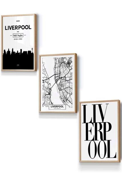 ARTZE LIVERPOOL Skyline Street Map City Prints Framed Wall Art - Small in Light Oak - Size: W33 cm x H45 cm x D20mm - image 1