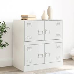 Berkfield Home Sideboard White 67x39x73 cm Steel - Size: 67 x 39 x 73 cm - thumbnail 2
