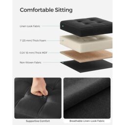 SONGMICS Small Foldable Storage Ottoman Foot Rest Compact Living Room Dorm in Black - thumbnail 3