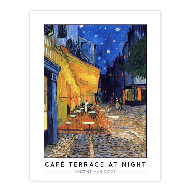 "Artery8 Vincent Van Gogh Café Terrace At Night Place Du Forum Wall Art Print in Blue - Size: W18"" x H24""" - image 1