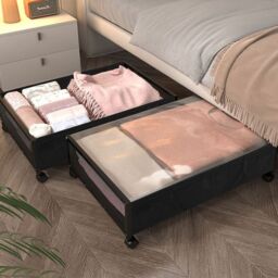 Living and Home Under Bed Storage Containers Box with Wheels in Black - thumbnail 6