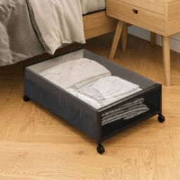 Living and Home Under Bed Storage Containers Box with Wheels in Black - thumbnail 1