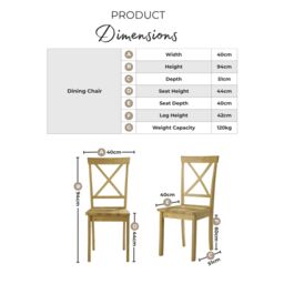 FurnitureboxUK Millford x2 Solid Wood Crossback Dining Chairs in Cream - thumbnail 7
