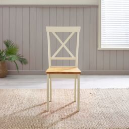 FurnitureboxUK Millford x2 Solid Wood Crossback Dining Chairs in Cream - thumbnail 3