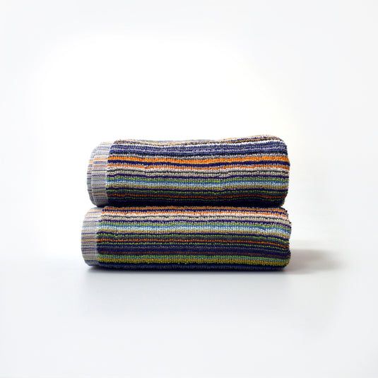 Allure Bath Fashions Repurposed Cotton Towels Pack of 2 - Striped, Lightweight Remnant Yarn - Size: Bath Sheet - image 1