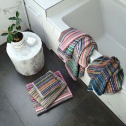 Allure Bath Fashions Repurposed Cotton Towels Pack of 2 - Striped, Lightweight Remnant Yarn - Size: Bath Sheet - thumbnail 2