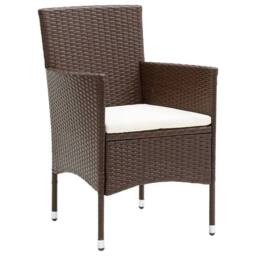 Berkfield Home 5 Piece Garden Bistro Set Poly Rattan & Tempered Glass Brown - thumbnail 3