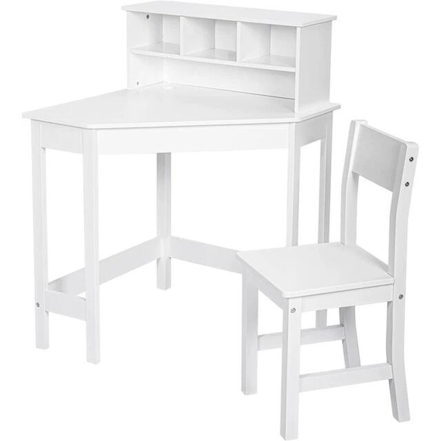 KORVIXA White Study Table & 1 Chairs, Wooden Study Computer Desk - Size: 50 cm x 70 cm - image 1