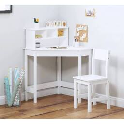 KORVIXA White Study Table & 1 Chairs, Wooden Study Computer Desk - Size: 50 cm x 70 cm - thumbnail 6