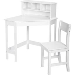 KORVIXA White Study Table & 1 Chairs, Wooden Study Computer Desk - Size: 50 cm x 70 cm - thumbnail 1