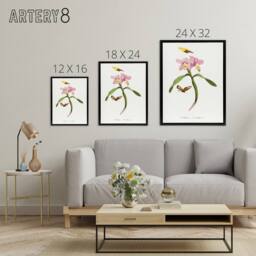 "Artery8 Paul Gervais Cattleya Orchids & Butterflies Framed Canvas Art Print in White - Size: W12"" x H16""" - thumbnail 4