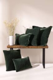 Truly Velvet Flange Rectangle Cushion Cover in Dark Green - Size: 50 cm x 30 cm