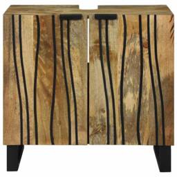 Berkfield Home Sink Cabinet 62 x 33 x 58 cm Solid Mango & Engineered Wood in Brown - thumbnail 3