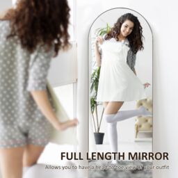 HOMCOM Floor Mirror Wall Mount Leaning Standing Mirror 50 x 150cm in Black - Size: 50 x 150 cm - thumbnail 4