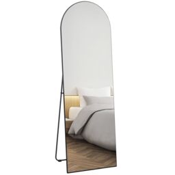 HOMCOM Floor Mirror Wall Mount Leaning Standing Mirror 50 x 150cm in Black - Size: 50 x 150 cm - thumbnail 2