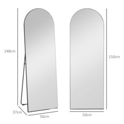 HOMCOM Floor Mirror Wall Mount Leaning Standing Mirror 50 x 150cm in Black - Size: 50 x 150 cm - thumbnail 3