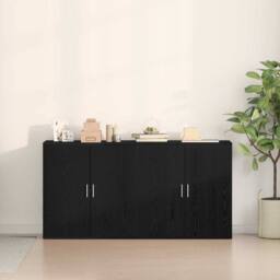 Berkfield Home Sideboards 2 pcs Black Oak 79x38x80 cm Engineered Wood - Size: 79 x 38 x 80 cm - thumbnail 4