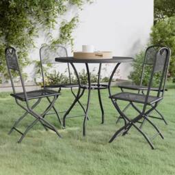 Berkfield Home 5 Piece Garden Dining Set Expanded Metal Mesh Anthracite in Black - thumbnail 1