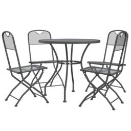 Berkfield Home 5 Piece Garden Dining Set Expanded Metal Mesh Anthracite in Black - thumbnail 3
