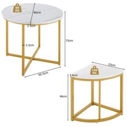 Fascinate Dining Table Set with White MDF Top, Gold Frame & Velvet Chairs - thumbnail 4