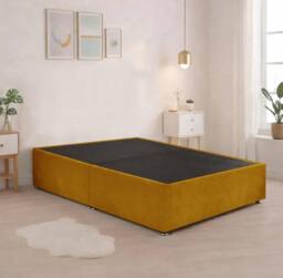 "Bed Time UK Plush Divan Bed with Mattress, 20"" Cubic Headboard & 2 Drawers in Yellow - Size: Single" - thumbnail 4
