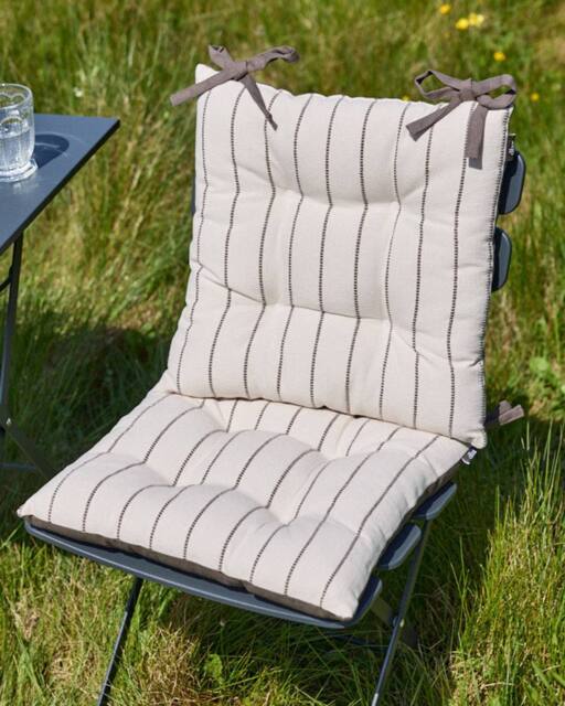 Dibor Set of 2 Colbrook Cotton Stripe Indoor Outdoor Garden Furniture Chair Sofa Seat Pads L40cm x W40cm in Brown - Size: 40 cm x 40 cm - image 1