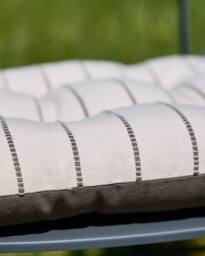 Dibor Set of 2 Colbrook Cotton Stripe Indoor Outdoor Garden Furniture Chair Sofa Seat Pads L40cm x W40cm in Brown - Size: 40 cm x 40 cm - thumbnail 3