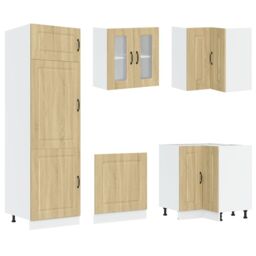 "Berkfield Home Kitchen Cabinet ""Kalmar"" with Double Basins Sonoma Oak Engineered wood in Brown" - thumbnail 4