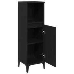 Berkfield Home Bathroom Cabinet Black Oak 30x30x100 cm Engineered Wood - Size: 30 x 30 x 100 cm - thumbnail 5
