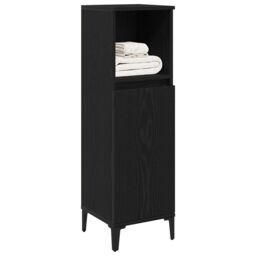 Berkfield Home Bathroom Cabinet Black Oak 30x30x100 cm Engineered Wood - Size: 30 x 30 x 100 cm - thumbnail 3