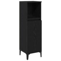 Berkfield Home Bathroom Cabinet Black Oak 30x30x100 cm Engineered Wood - Size: 30 x 30 x 100 cm - thumbnail 2