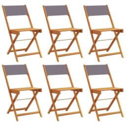 Berkfield Home Folding Garden Chairs 6 pcs Anthracite Fabric & Solid Wood