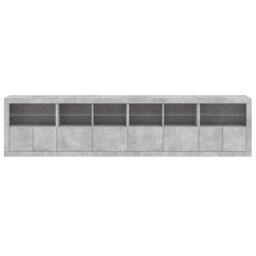 Berkfield Home Sideboard with LED Lights Concrete Grey 283x37x67 cm - Size: 283 x 37 x 67 cm - thumbnail 7