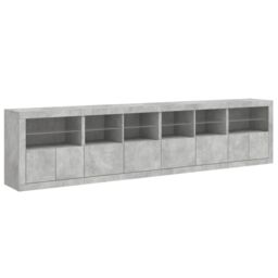 Berkfield Home Sideboard with LED Lights Concrete Grey 283x37x67 cm - Size: 283 x 37 x 67 cm - thumbnail 6