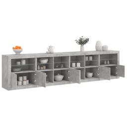 Berkfield Home Sideboard with LED Lights Concrete Grey 283x37x67 cm - Size: 283 x 37 x 67 cm - thumbnail 1
