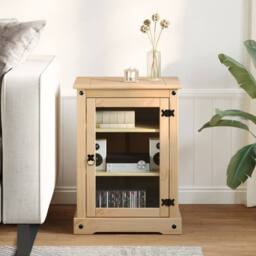 Berkfield Home HiFi Cabinet Corona 60x50x82 cm Solid Wood Pine in Light Brown - Size: 60 x 50 x 82 cm - thumbnail 3