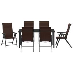 Berkfield Home Modern 7 Piece Garden Dining Set Brown Poly Rattan - thumbnail 7