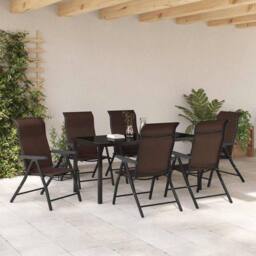 Berkfield Home Modern 7 Piece Garden Dining Set Brown Poly Rattan - thumbnail 4