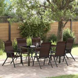 Berkfield Home Modern 7 Piece Garden Dining Set Brown Poly Rattan - thumbnail 2