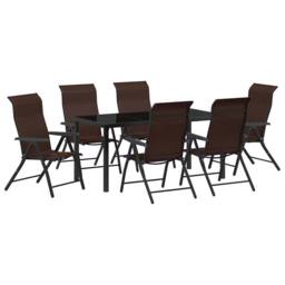 Berkfield Home Modern 7 Piece Garden Dining Set Brown Poly Rattan - thumbnail 3