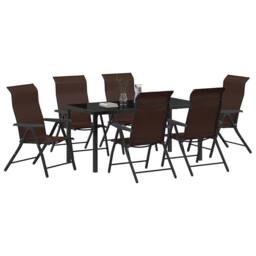 Berkfield Home Modern 7 Piece Garden Dining Set Brown Poly Rattan