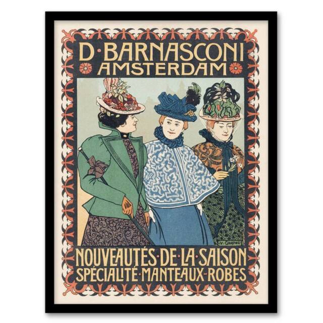 Artery8 Barnasconi Clothes Advert Vintage Framed Wall Art Print Georg van Caspel - Size: A4 - image 1
