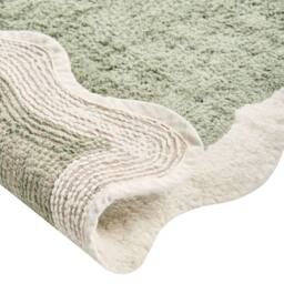 Wyld and Coco Cotton Bath Mat Green Beige 60 x 90 cm Geometric Fluffy - Size: 1600mm x 900mm - thumbnail 5