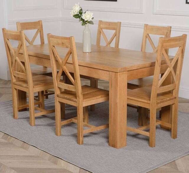 Thats Furniture Dakot 182 x 92cm Oak Large Dining Table & 6 Berkeley Chairs in Brown - Size: 182 x 92 cm - image 1