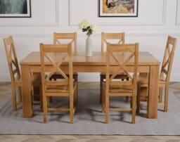 Thats Furniture Dakot 182 x 92cm Oak Large Dining Table & 6 Berkeley Chairs in Brown - Size: 182 x 92 cm - thumbnail 2